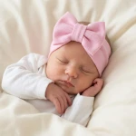 Szeroka opaska prążkowana kokarda rozmiar 0-6miesięcy  6-12miesięcy 1-3lat różowa