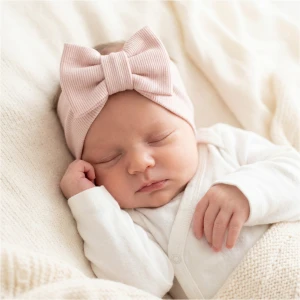 Szeroka opaska prążkowana kokarda rozmiar 0-6miesięcy  6-12miesięcy 1-3lat brudny róż