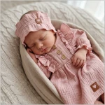 Sukienka + opaska muślinowa brudny róż 56-98 dark rosa