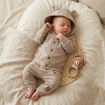 Dres z guzikami 2 cz bawełniany 56-86 kawowy