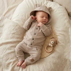 Dres z guzikami 2 cz bawełniany 56-86 kawowy