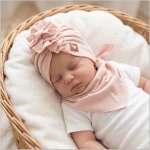 Czapka turban + chustka rozmiar 0-6miesięcy  6-12miesięcy 1-3lat brudny róż
