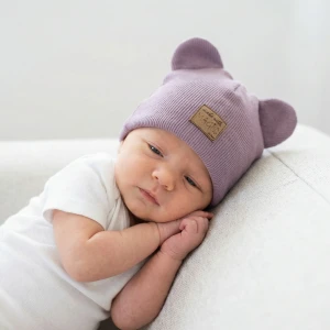 KAZUM Czapka podwójna prążkowana niemowlęca z uszami lily charm rozmiar 56-86 