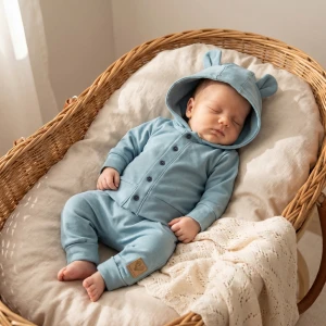 Dres z guzikami 2 cz bawełniany 56-86 morski niebieski