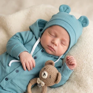 Czapka niemowlęca wiązana dresowa 62(38)-86(48) turkus niebieski