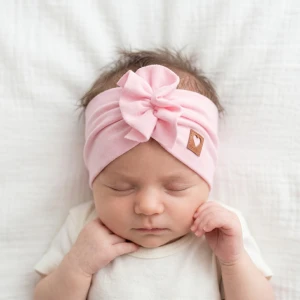 Szeroka opaska turban rozmiar 0-6miesięcy  6-12miesięcy 1-3lat różowa