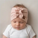 Szeroka opaska turban rozmiar 0-6miesięcy  6-12miesięcy 1-3lat brudny róż