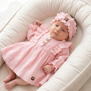 Sukienka + opaska muślinowa różowa ostatnie sztuki rozmiar 62,80