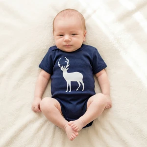 Body bawełniane granatowe z nadrukiem jelenia 56-86