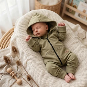 Kazum Kombinezon, pajac 56-92 wygodny bawełniany olive green