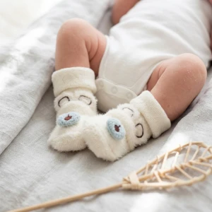 Skarpetki bezuciskowe zimowe miś 0-18m ecru