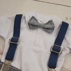10garnituyrek 5 cz krata chrzet okazje wesele lato niemowlę noworodek elegancki body mucha body spoden.jpg