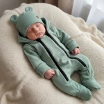 KAZUM Kombinezon z ocieplanej dresówki + czapka 56-86 gooseberry green