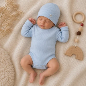 Prążkowane body rosnące wraz z dzieckiem 56-86 baby blue