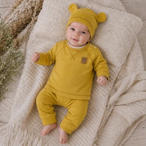 4cz zestaw komplet body+spodnie+czapka+ bluzeczka musztarda ostatnie sztuki 56, 68, 74