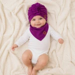 Czapka turban + chustka rozmiar 0-6miesięcy  6-12miesięcy 1-3lat śliwka