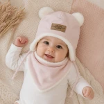 Komplet czapka + apaszka  ocieplany 56(38)-86(48) brudny róż