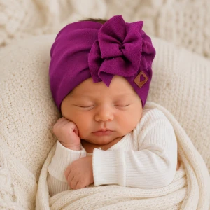 Szeroka opaska turban rozmiar 0-6miesięcy  6-12miesięcy 1-3lat śliwka
