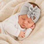Szeroka opaska turban rozmiar 0-6miesięcy  6-12miesięcy 1-3lat szara