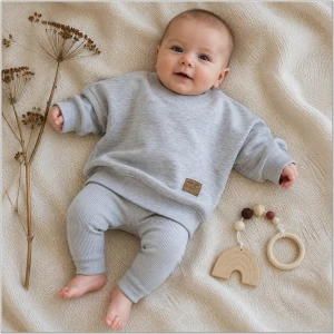 KAZUM Dres bluza oversize + legginsy prążek silver grey ostatnie sztuki 56-104