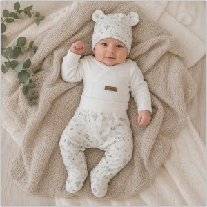 KAZUM Komplet body + półśpiochy + czapka silver gray land ostatnie 50-68