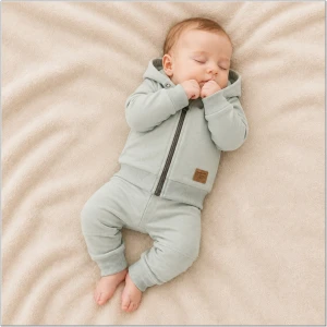 KAZUM Dres niemowlęcy 2 cz bawełniany z odpinanym kapturem 56-86 minty green