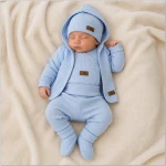 KAZUM Prążkowany komplet wyprawka 5 cz baby blue ostatnie sztuki 50, 56, 62