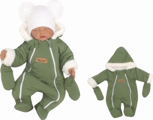 kombinezon zielony/khaki  , niemowlęcy wiosenny, jesienny, zimowy. Pajac ocieplany  dla noworodka, niemowlaka na dwa zamki