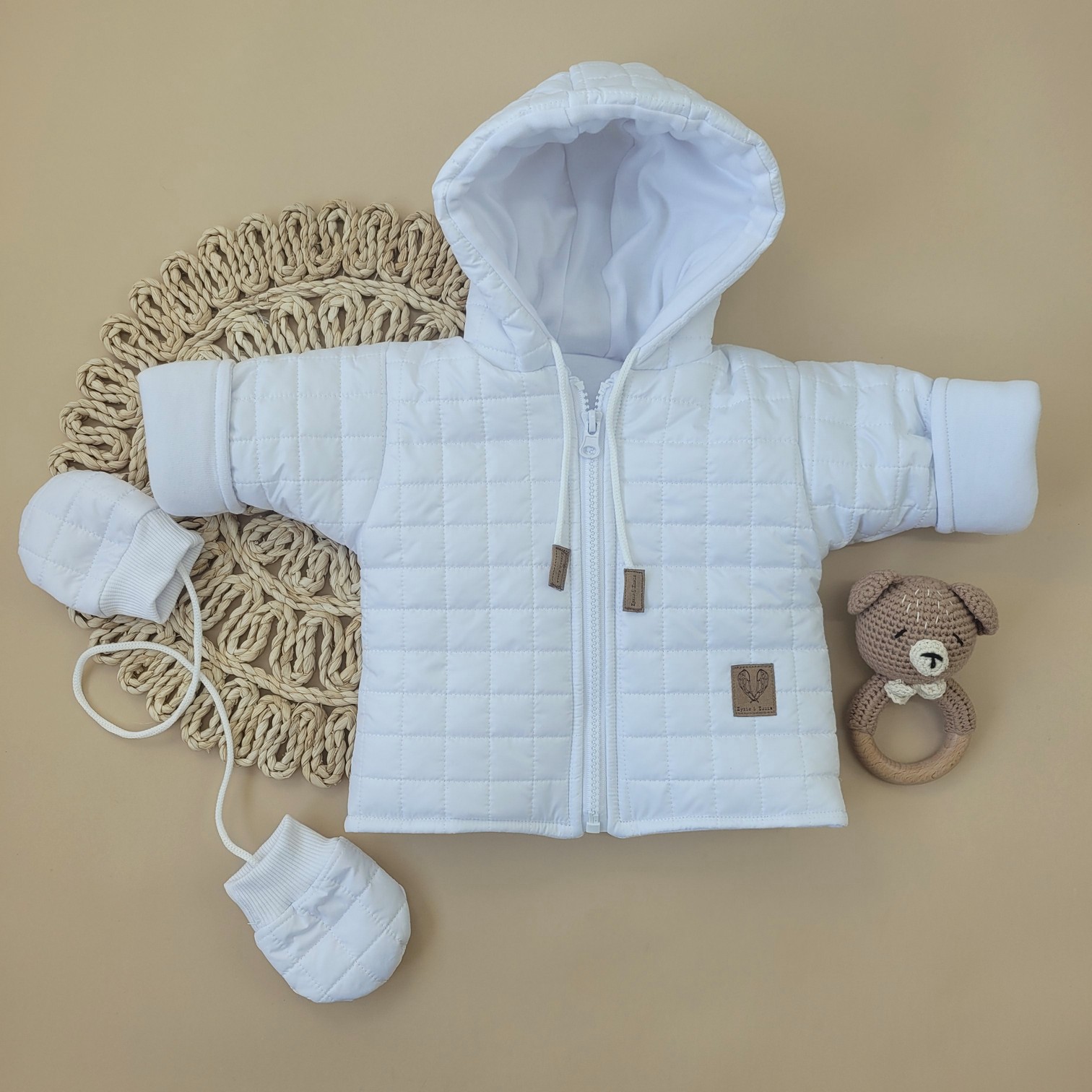 1kurtka zimowa pikowana rękawiczki niemowlę noworodek zima jesień wiosna.JPG